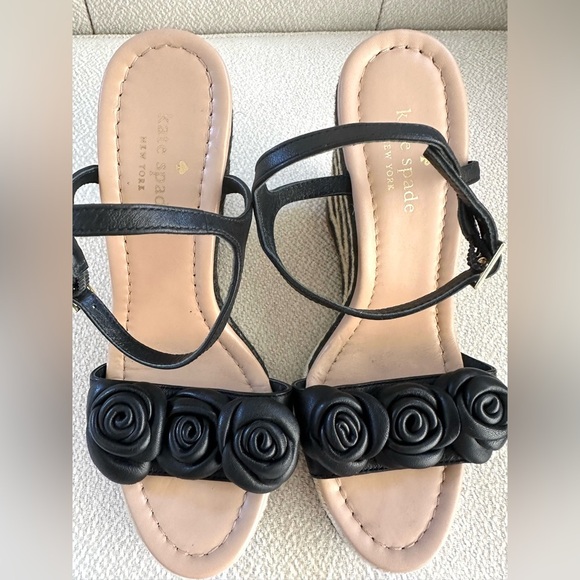 Kate Spade Espadrilles Wedge Sandals Black and White Size 6.5 - Picture 9 of 9